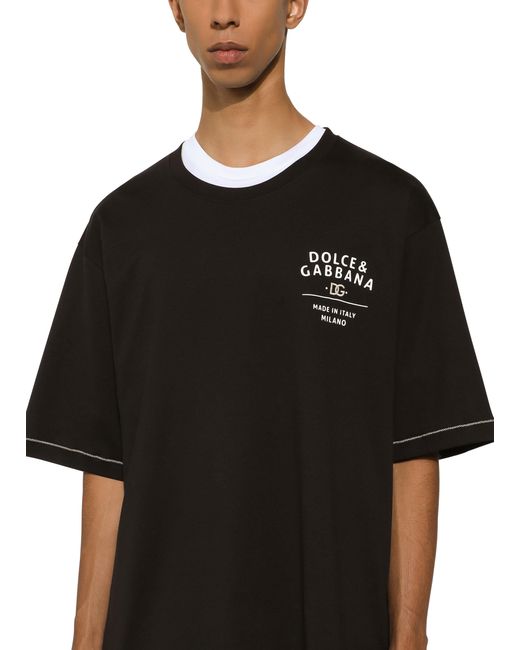 Dolce & Gabbana Kurzarm-T-Shirt aus Baumwolle in Black für Herren