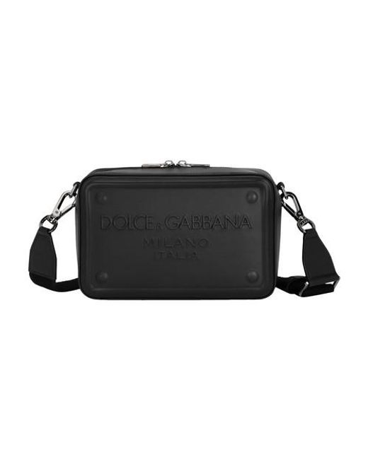 Calfskin Crossbody Bag With Raised Logo Dolce & Gabbana pour homme en  coloris Noir | Lyst