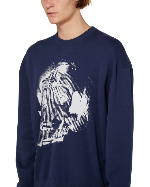 Alexander McQueen Blue Crew Neck Long Sleeve Sweater for men