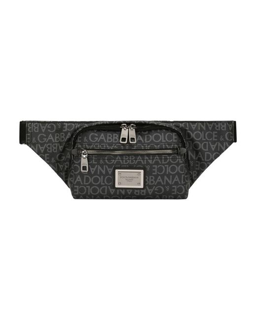 Dolce & Gabbana Black Small Jacquard Belt Bag for men