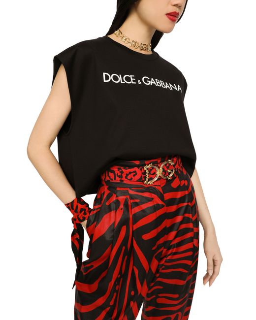 Dolce & Gabbana Red Leopard-Print Twill Headscarf