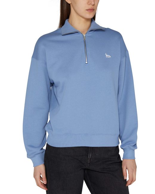 Maison Kitsuné Blue Baby Fox Half-Zipper Sweatshirt