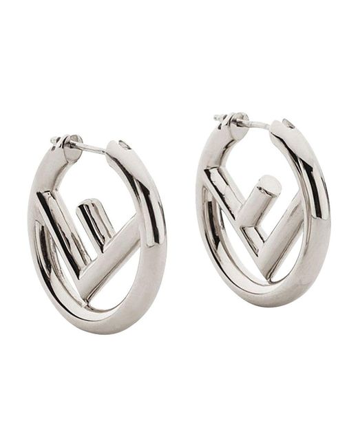 Fendi Metallic F-logo Large Hoop Earrings
