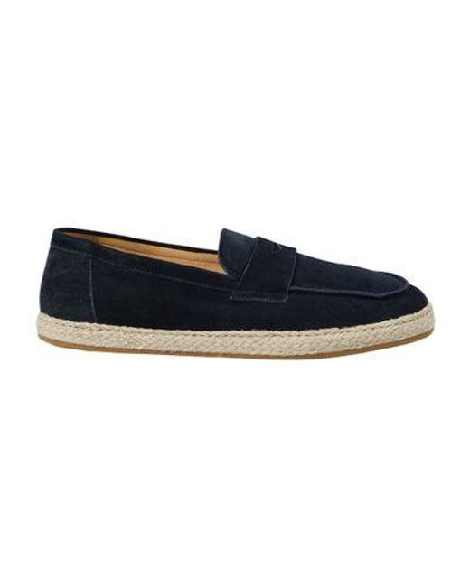 Brunello Cucinelli Blue Suede Loafers With Rope Insert for men