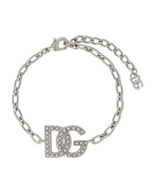 Dolce & Gabbana Metallic Link Bracelet With Dg Logo for men