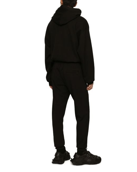 Dolce & Gabbana Black Jersey jogging Pants With Embroidery for men
