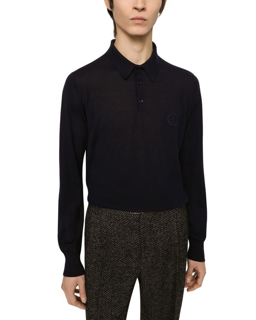 Dolce & Gabbana Black Cashmere Polo-Style Sweater for men