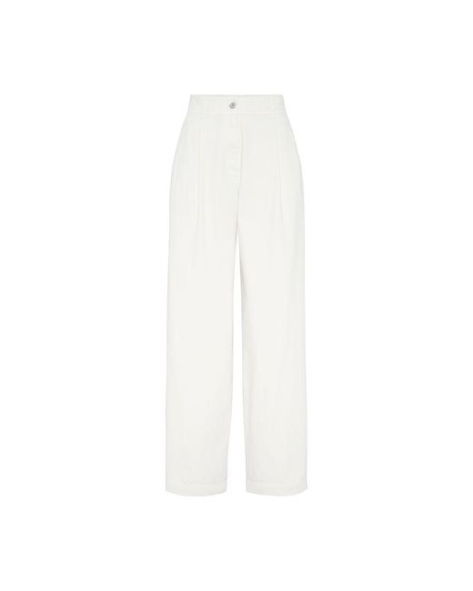 Brunello Cucinelli White Loose Sartorial Trousers