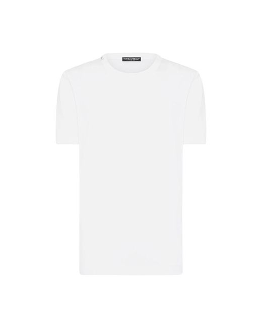 Dolce & Gabbana White Cotton T-Shirt With Logo for men