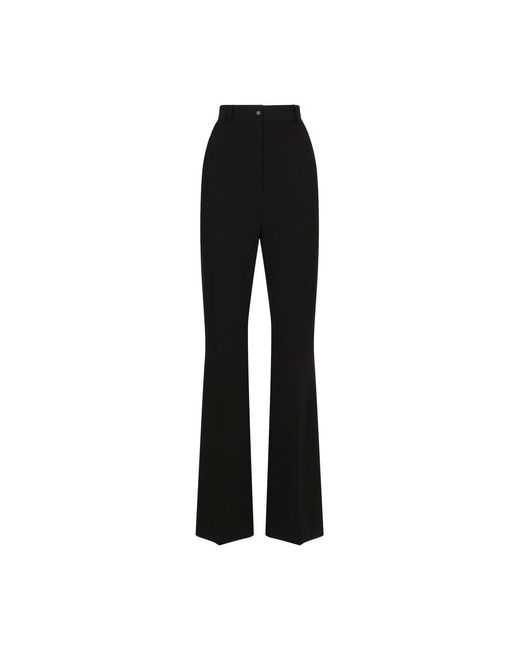 Dolce & Gabbana Black Flared Jersey Milano Rib Pants
