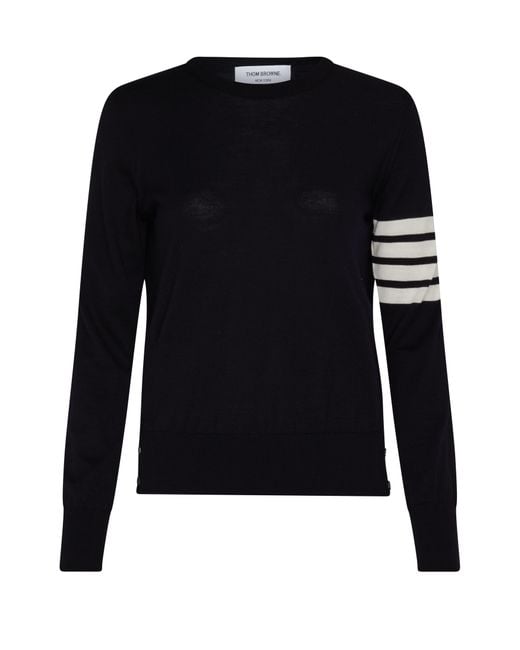 Thom Browne Black 4-Bar Round-Neck Sweater