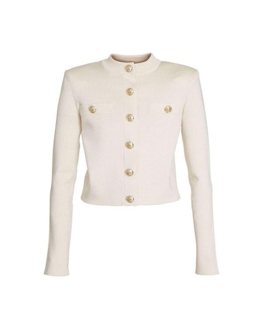 Balmain Natural Single-Breasted Knitted Jacket