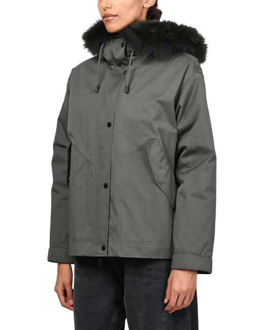 Yves Salomon Gray Hooded Cotton Parka