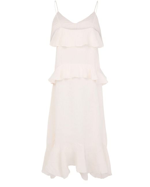 Skall Studio White Benedicte Ruffle Maxi Dress