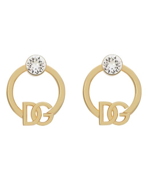 Dolce & Gabbana Metallic Hoop Earrings With Dg Logo