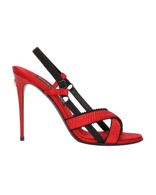 Dolce & Gabbana Red Corset-style Satin Sandals