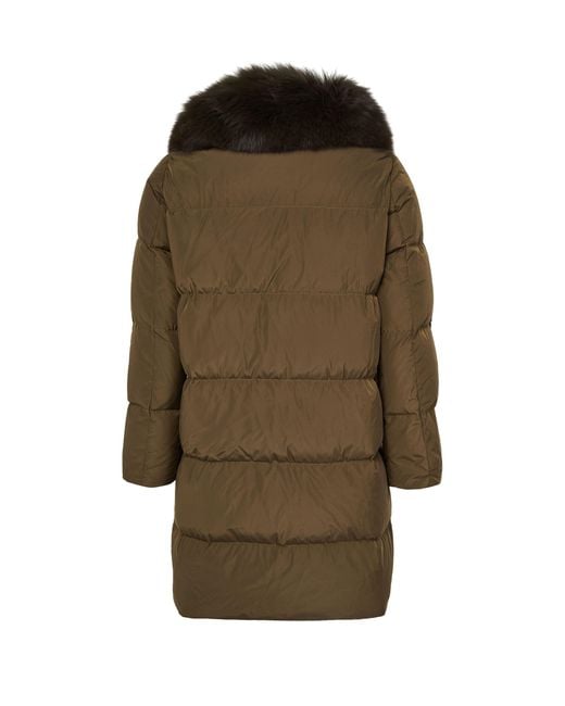 Yves Salomon Green Daunenjacke Mit Kragen Aus Fuchspelz