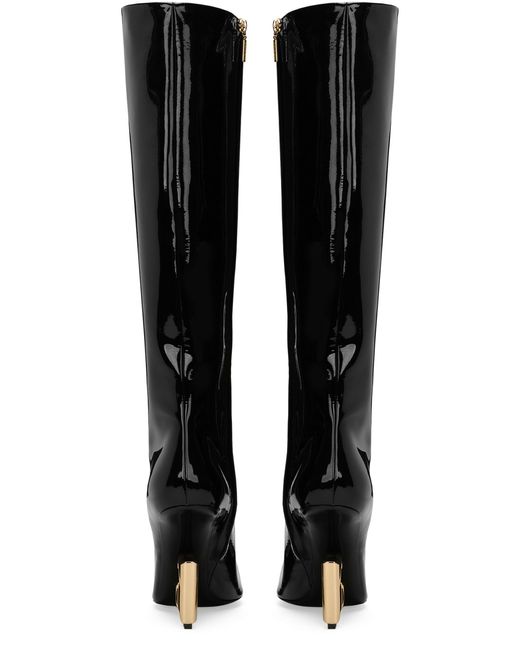 Dolce & Gabbana Black Stiefel Aus Weichem Lackleder