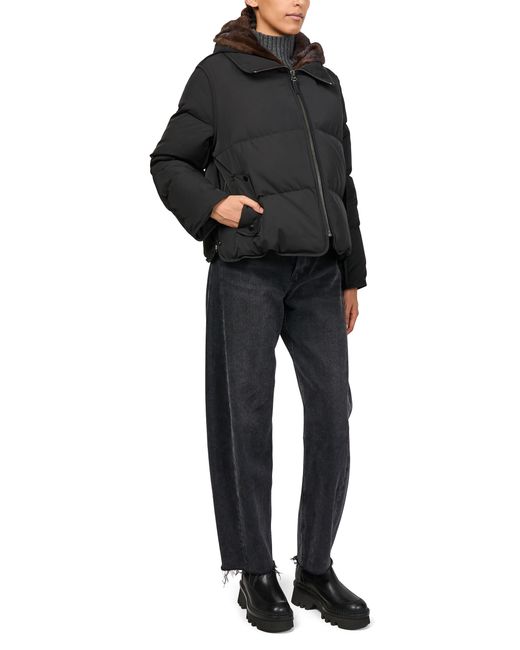 Yves Salomon Black Puffer Jacket With A Mink Fur Hood