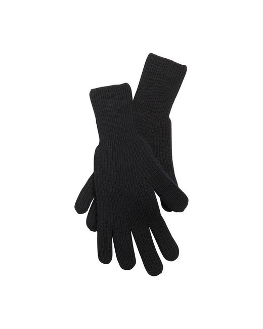 Barrie Black Ribbed Cashmere Gloves