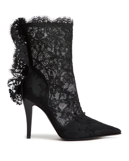 Alexander McQueen Black Heron Stiefelette Aus Spitze