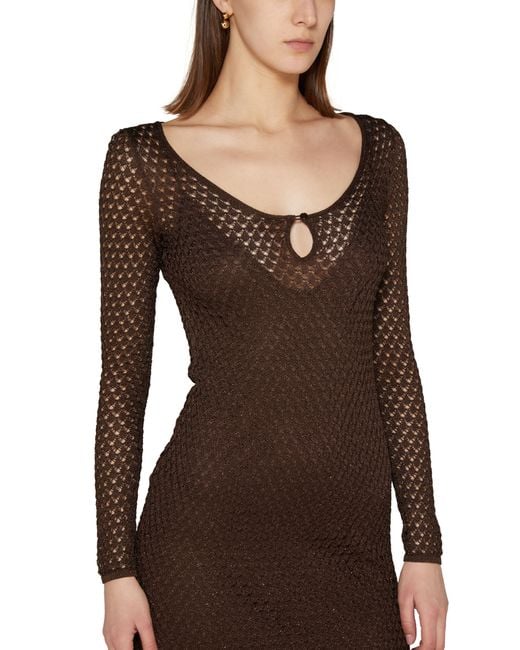Tom Ford Brown Openwork Neck Maxi Dress