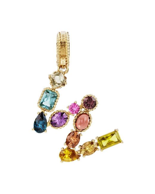 Dolce & Gabbana Metallic Rainbow Alphabet W 18 Kt Yellow Gold Charm With Multicolor Fine Gems