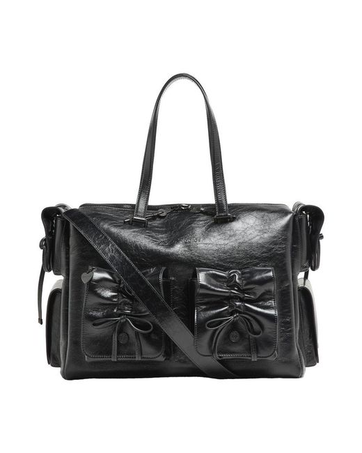 Acne Black Handtasche Mit Mehreren Fächern