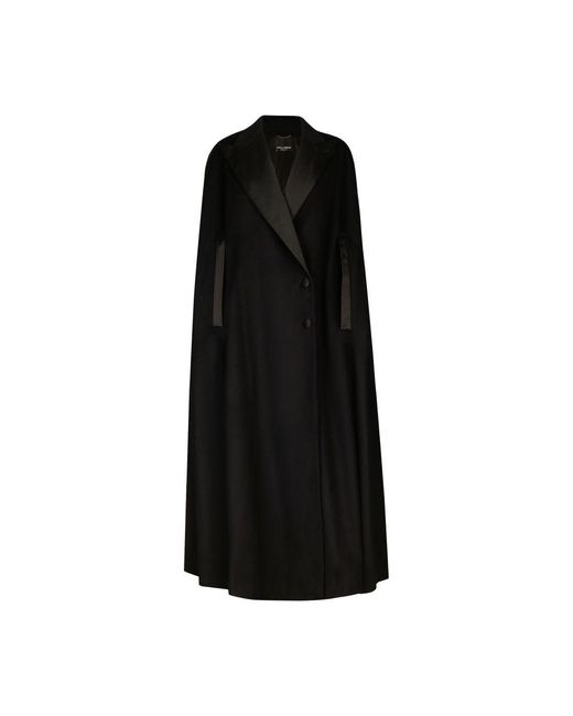 Dolce & Gabbana Black Single-Breasted Wool And Cashmere Cape