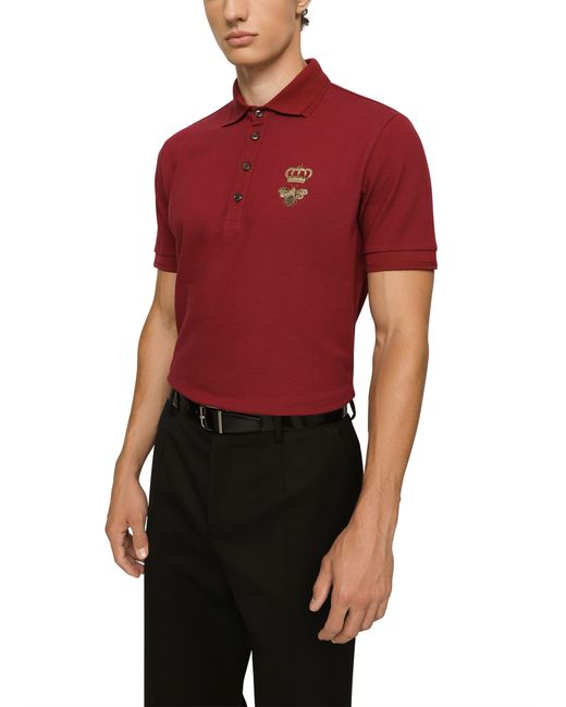 Dolce & Gabbana Poloshirt aus Baumwollpiqué in Red für Herren