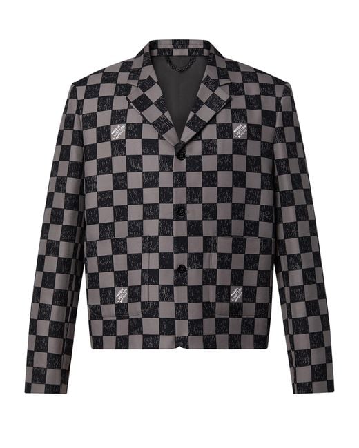 Louis Vuitton Jacke mit kantiger Passform und Damier-Motiv in Black für Herren