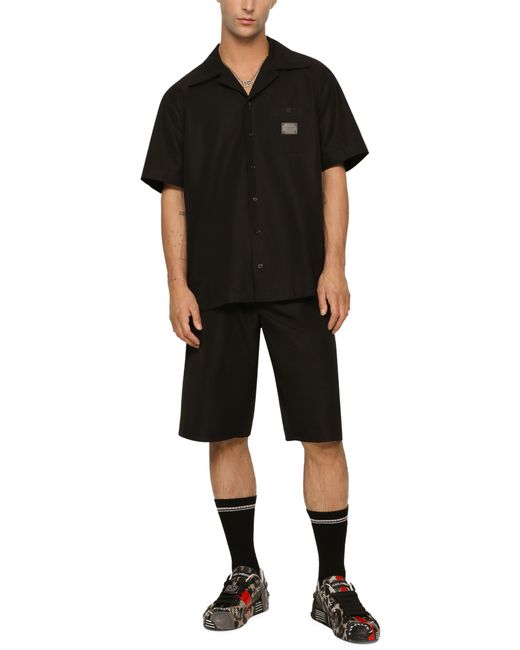 Dolce & Gabbana Black Cotton Hawaiian Shirt for men
