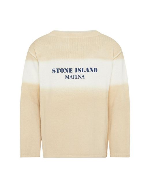 Stone Island White Round Neck Sweater With Logo for men