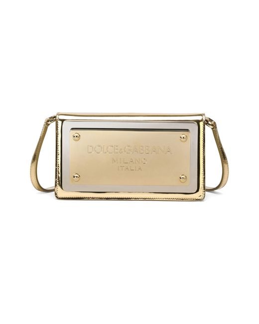 Dolce & Gabbana Natural Phone Bag With Branded Maxi-Plate