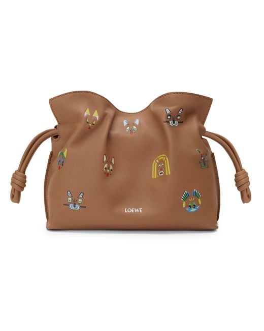 Mini Flamenco Clutch Cats En Cuir De Veau Nappa Loewe en coloris Brown