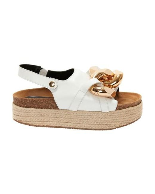 JW Anderson Leather Chain Sandals With Snap - Espadrille Platform in White | Lyst