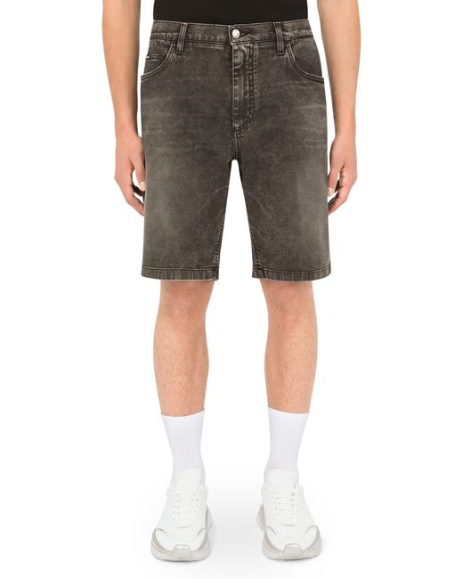 Dolce & Gabbana Gray Wash Stretch Denim Shorts for men