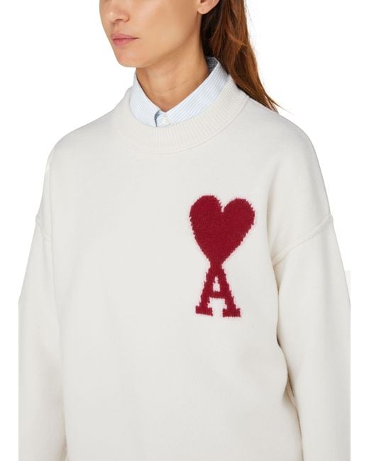 AMI White Ami De Coeur Sweater