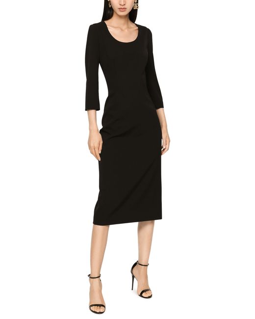 Dolce & Gabbana Black Woolen Calf-length Dress