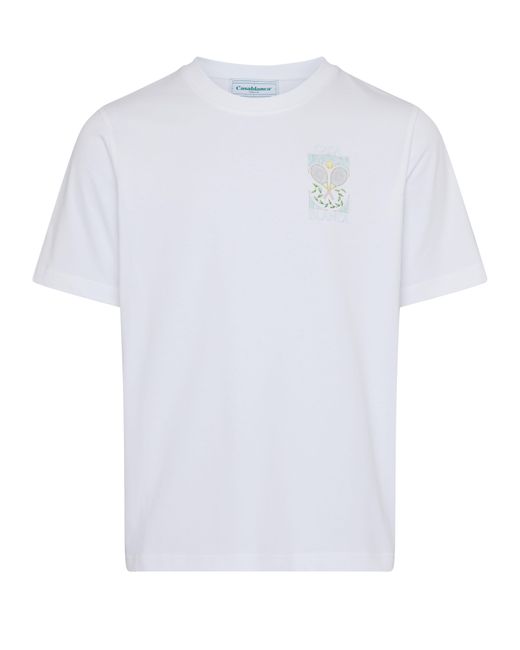 Casablancabrand White Tennis Pastelle Printed T-Shirt for men