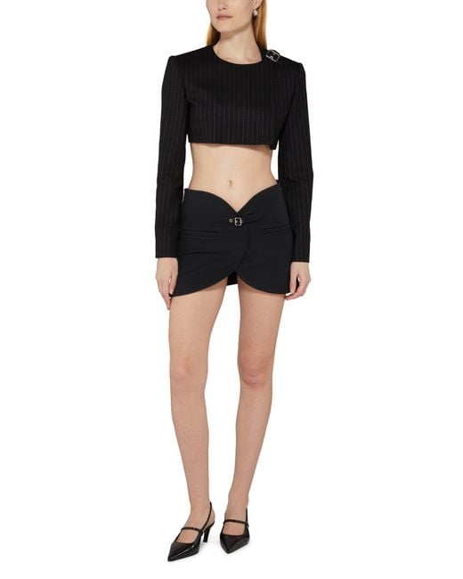 Courreges Black Buckle Tailored Pinstripe Top