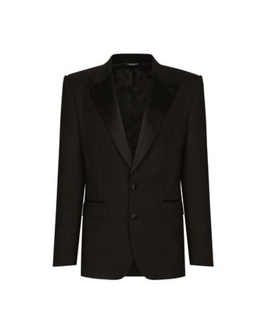 Dolce & Gabbana Black Single-breasted Stretch Wool Sicilia-fit Tuxedo Jacket for men