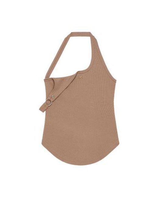 Courreges Brown Undressed 90's Rib Buckle Tank Top