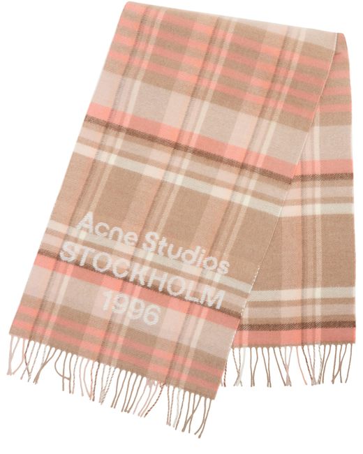 Acne Pink Schal Mit Karo-Logo
