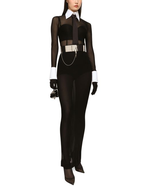 Dolce & Gabbana Black Short Satin And Marquisette Corset