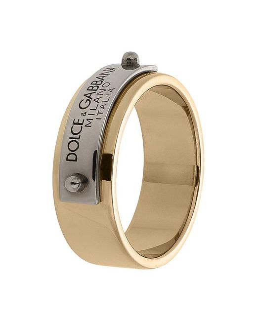 Dolce & Gabbana Metallic Logo-plaque Ring for men