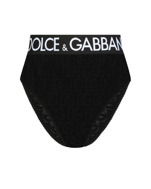 Dolce & Gabbana Black High-Waisted Tulle Jacquard Briefs