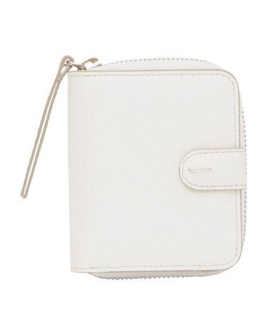 Maison Margiela Zip Around Compact Wallet in White | Lyst