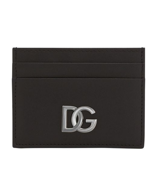 Dolce & Gabbana Black Calfskin Card Holder With Dg Logo for men