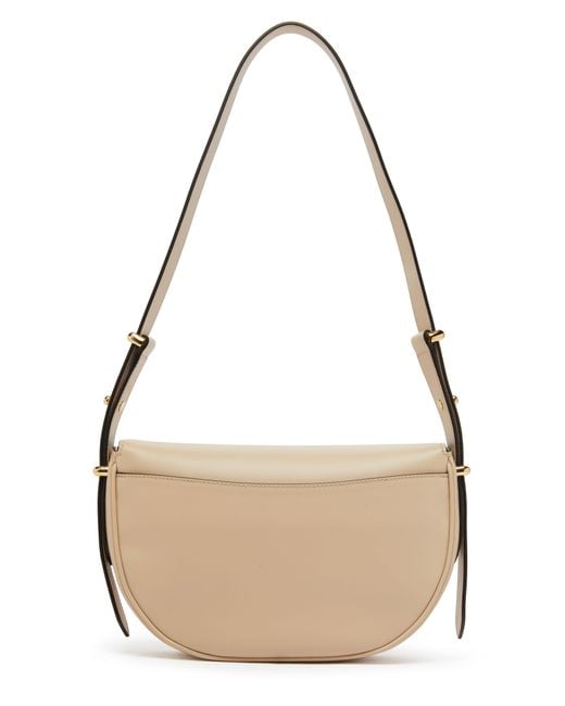 Prada Natural Arqué Leather Shoulder Bag With Flap